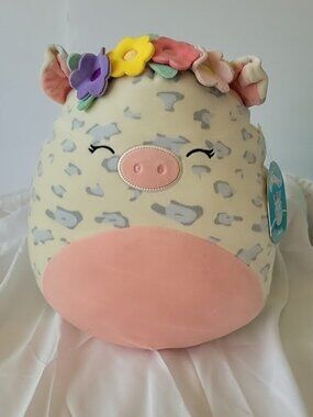 Squishmallows 12-Inch Rosie Spotted Pig with Yellow Flower Crown NWT